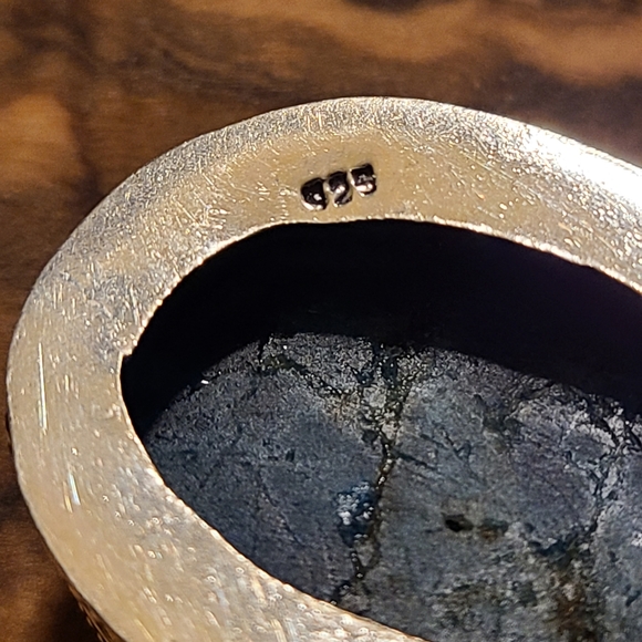 Faux kyanite azurite gemstone crystal silver pendant - Picture 7 of 7